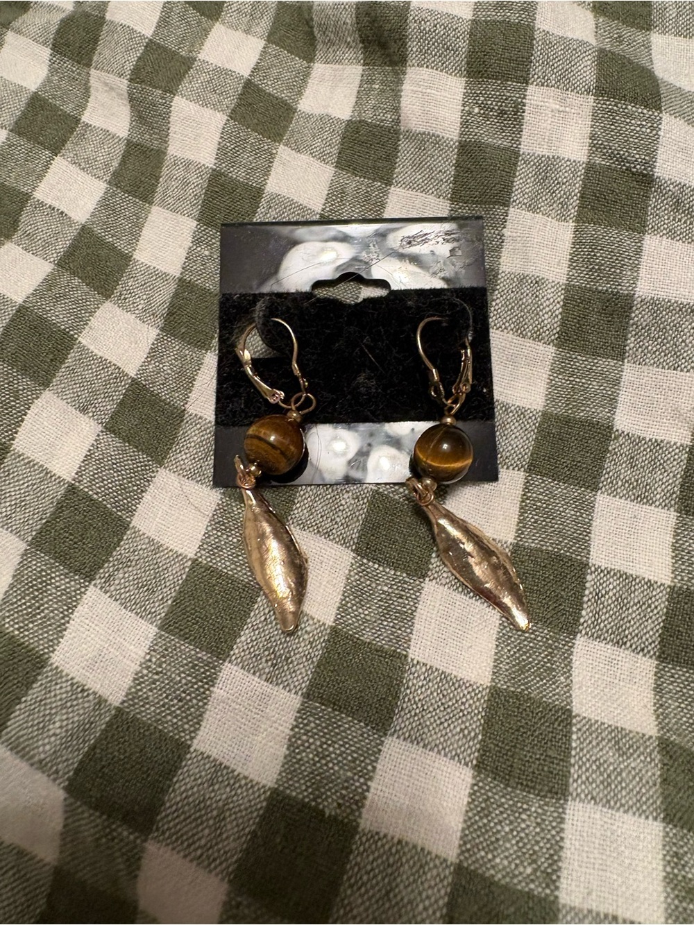 Gold-Tone Tiger Eye Drop Earrings - Women's Jewelry